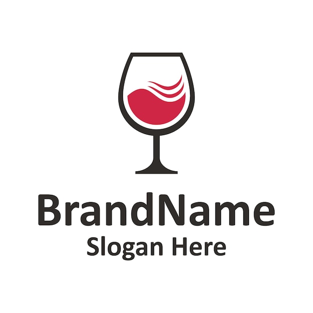 Gráfico vectorial de la plantilla de diseño de logotipo de vino de cristal