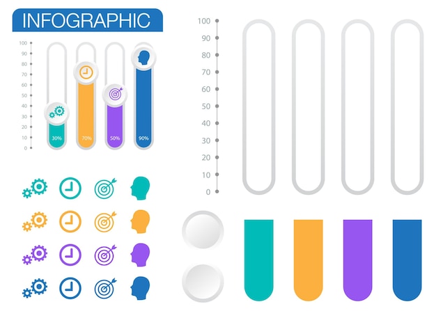 Vector gráfico vectorial y plantilla de escala estilo moderno infografía ejemplo de vector de stock