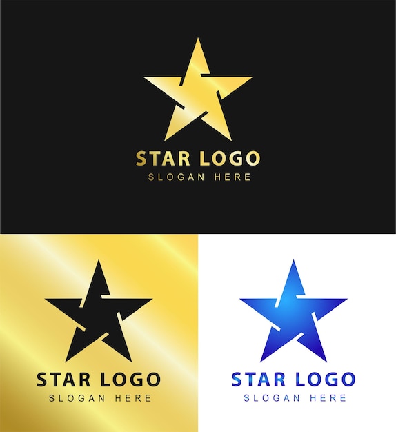 Gráfico vectorial plateado y dorado para el símbolo del líder de la empresa con el logotipo en forma de estrella