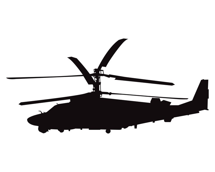 Vector gráfico vectorial de silueta de helicóptero militar en negro ilustración vectorial