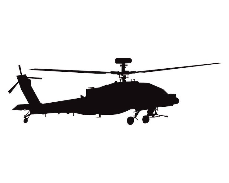 Vector gráfico vectorial de silueta de helicóptero militar en negro ilustración vectorial