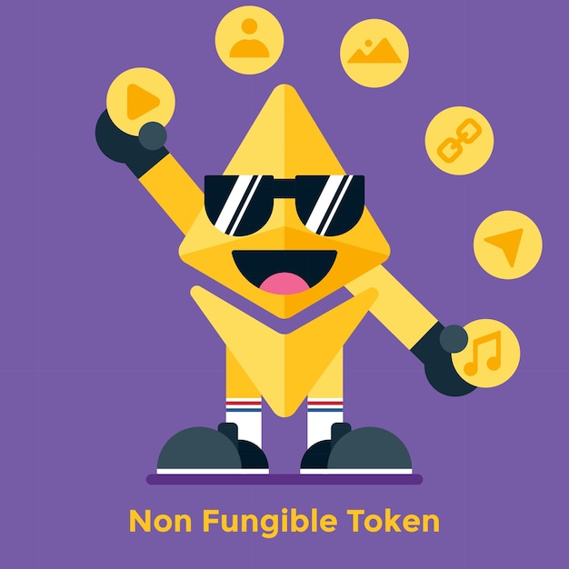 Gráfico vectorial de token no fungible con muchos contenidos Bueno para el diseño de publicaciones NFT, etc.