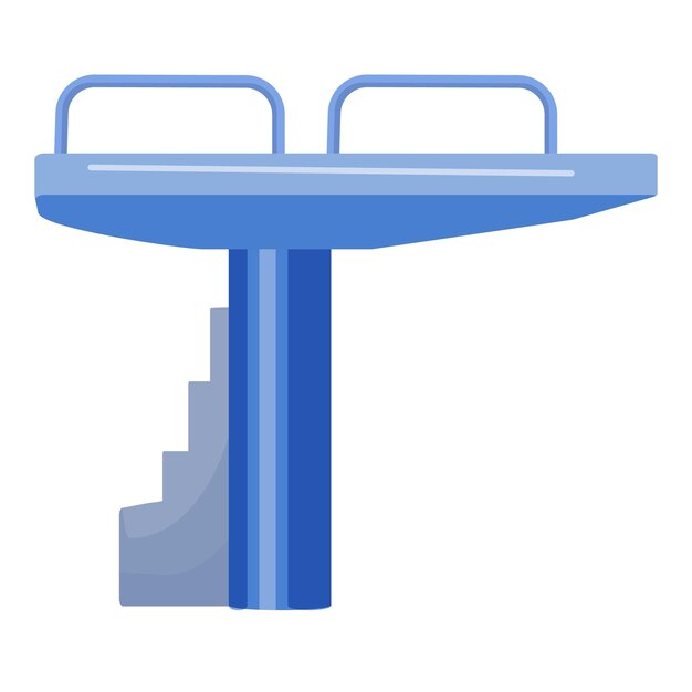 Gráfico vectorial de un trampolín azul estilizado con escalones