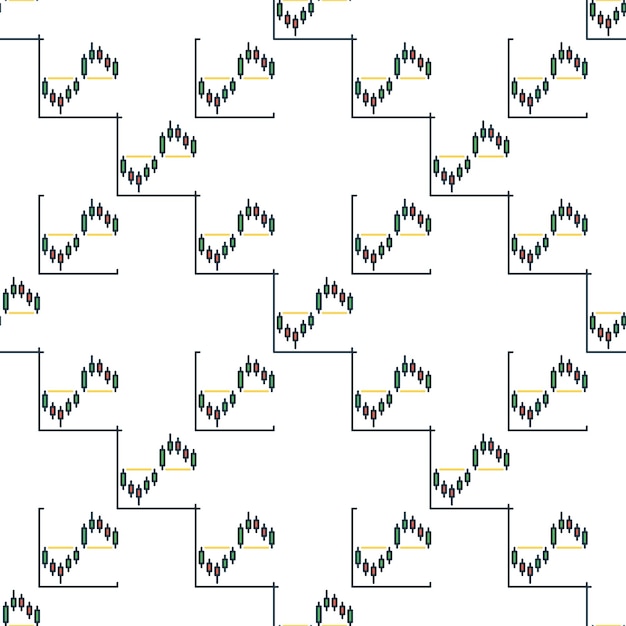 Gráfico de velas de comercio de criptomonedas Formación de patrón sin costuras de color vectorial
