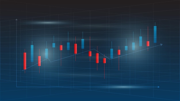 El gráfico de velas con gráfico de líneas muestra el precio del mercado de valores o el beneficio de la inversión empresarial financiera