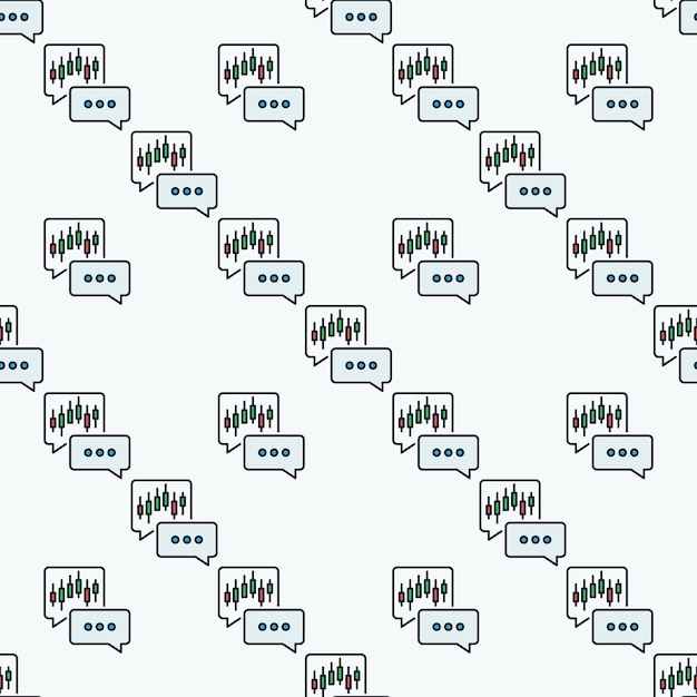 Gráfico de velas en habla Patrón sin costuras de color vectorial de burbujas