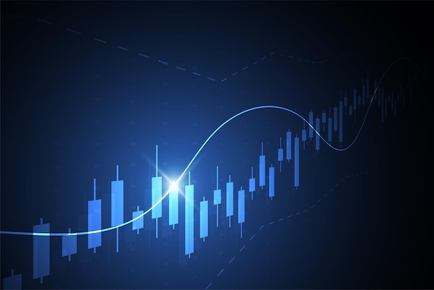 Gráfico de velas de negocios gráfico de inversión en el mercado de valores en el diseño de fondo blanco Punto alcista Tendencia del gráfico Ilustración vectorial