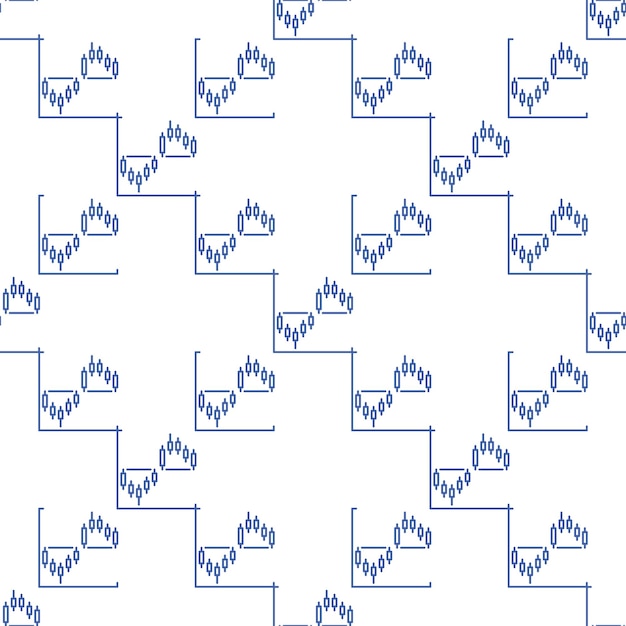 Gráfico de velas Patrón de formación vectorial sin costuras en estilo de contorno