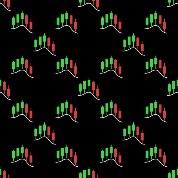 Gráfico de velas y vector de análisis técnico Comercio de patrones sin costuras de color