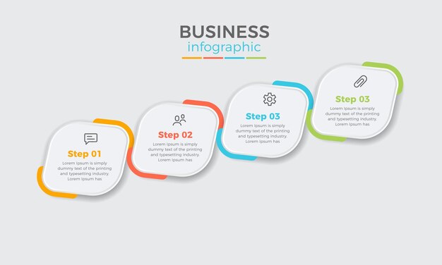 Gráfico de visualización de datos comerciales. elementos infográficos, diagrama con 4 pasos, opciones, partes o pro