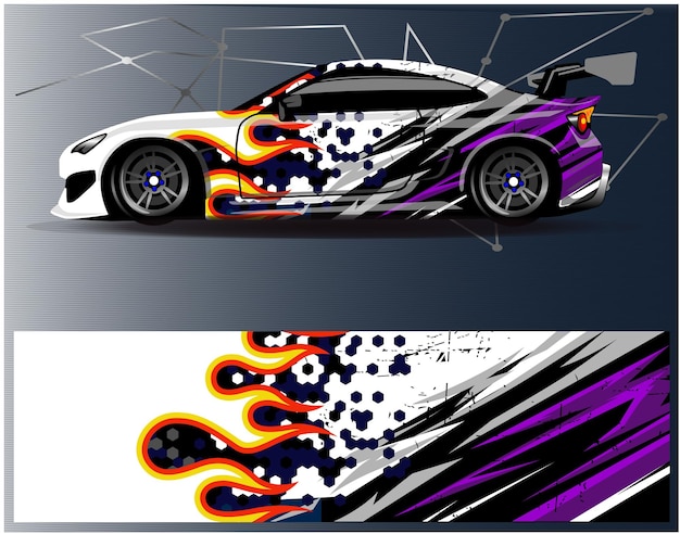 Vector gráficos de calcomanías de envoltura de automóviles carreras de grunge de rayas abstractas y fondo deportivo para librea de carreras