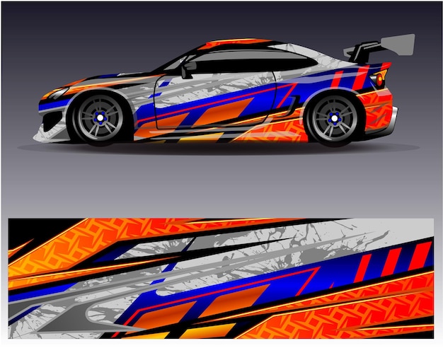 Gráficos de calcomanías de envoltura de automóviles Fondo abstracto de carreras grunge con rayas de águila y fondo deportivo para librea de carreras