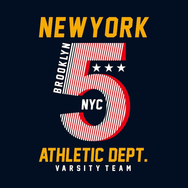 Gráficos de camiseta del departamento atlético de la universidad de tipografía deportiva de nueva york