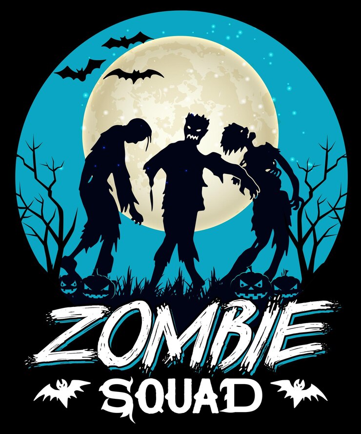Vector gráficos de camisetas y diseño de merchandising de zombie squad