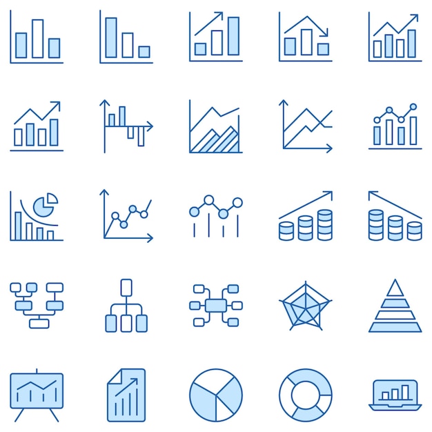 Gráficos y diagramas de iconos vectoriales duotónicos