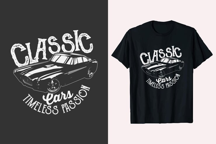 Gráficos de diseño de camisetas vectoriales de coches clásicos de pasión atemporal de American Vintage