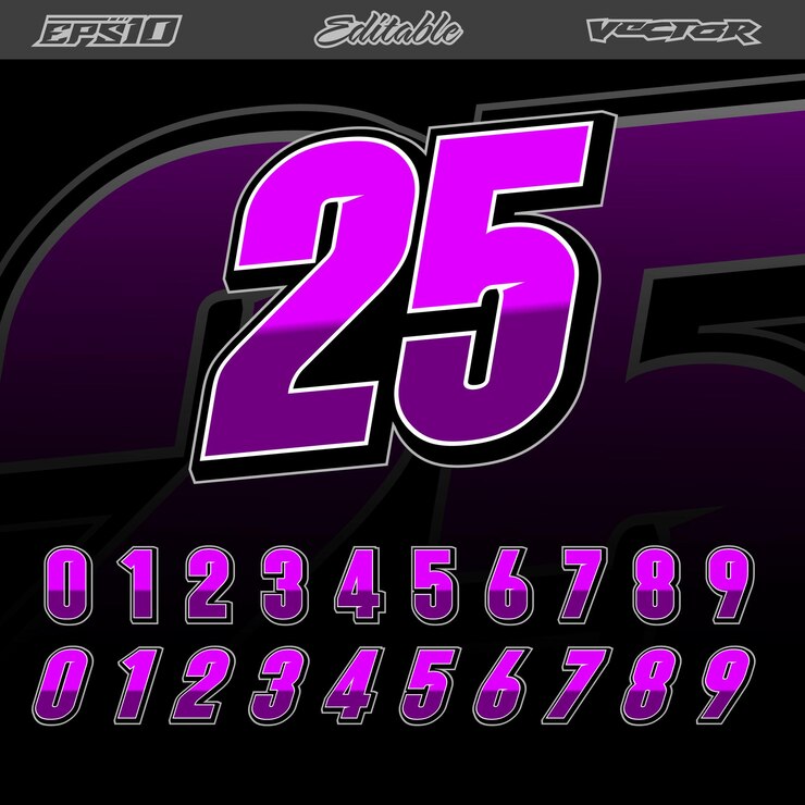 Vector gráficos editables vectoriales de efecto de texto de número de carreras deportivas automotrices