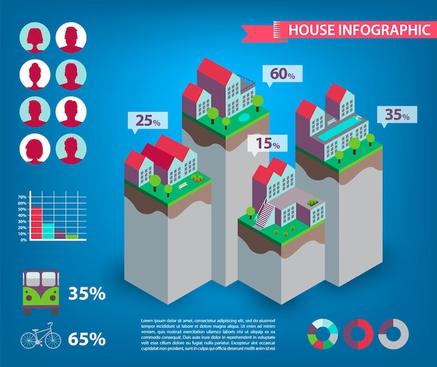 Vector gráficos de estadísticas ilustración de casas