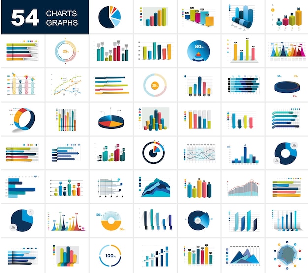 Gráficos de gráficos Mega conjunto de elementos de negocio de infografía