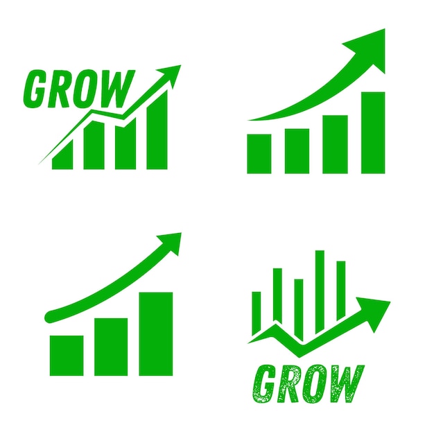 Gráficos y gráficos verdes que ilustran el crecimiento y el éxito financiero