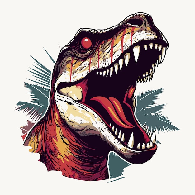 Gráficos de ilustración vectorial de dinosaurios trex rugientes para impresiones de camisetas