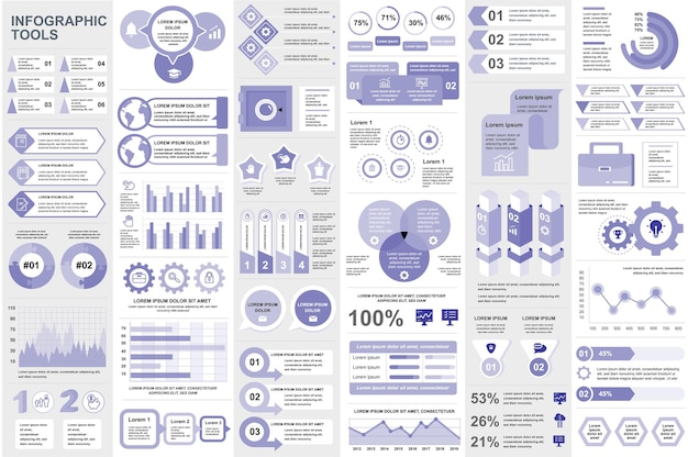 Gráficos de información de diseño vectorial de visualización de datos de elementos de infografía