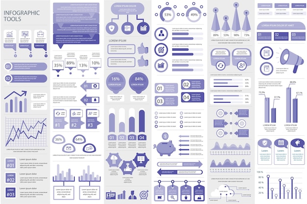 Gráficos de información de diseño vectorial de visualización de datos de elementos de infografía