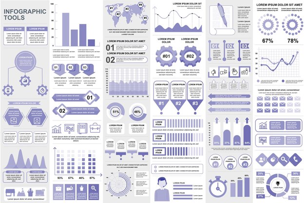 Gráficos de información de diseño vectorial de visualización de datos de elementos de infografía