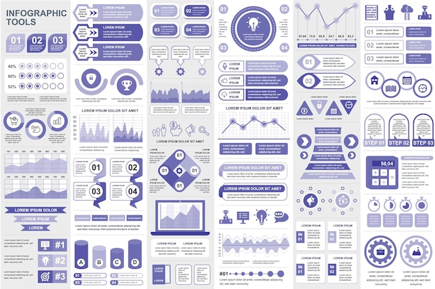 Gráficos de información de diseño vectorial de visualización de datos de elementos de infografía