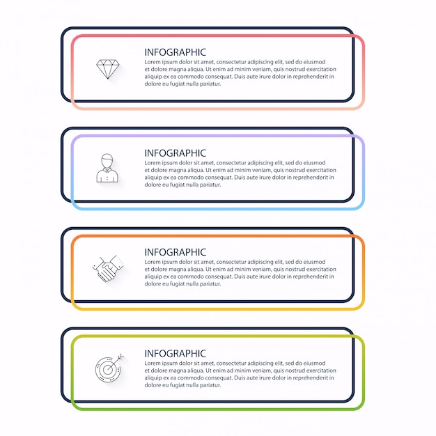 Gráficos de información para sus presentaciones de negocios. Se puede utilizar el diseño del sitio web, pancartas numeradas, diagrama, líneas de corte horizontales, web.