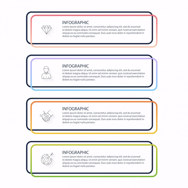 Gráficos de información para sus presentaciones de negocios. se puede utilizar el diseño del sitio web, pancartas numeradas, diagrama, líneas de corte horizontales, web.