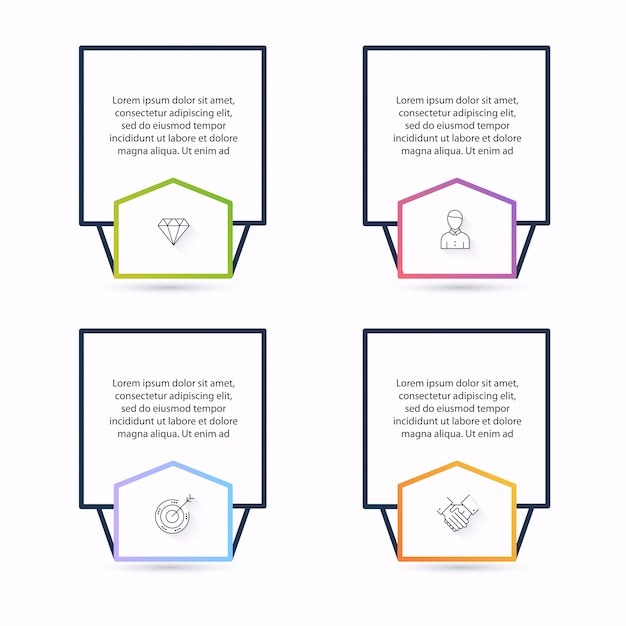 Gráficos de información para sus presentaciones de negocios. Se puede utilizar el diseño del sitio web, pancartas numeradas, diagrama, líneas de corte horizontales, web.
