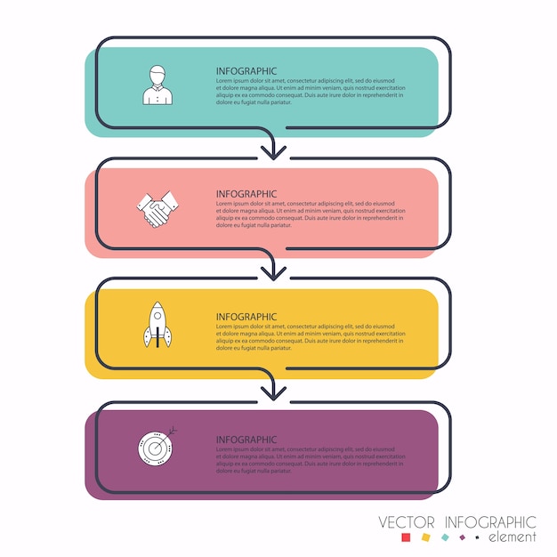 Vector gráficos de información para sus presentaciones de negocios. se puede utilizar para el diseño de sitios web, banners numerados, diagrama, líneas de corte horizontales, web.