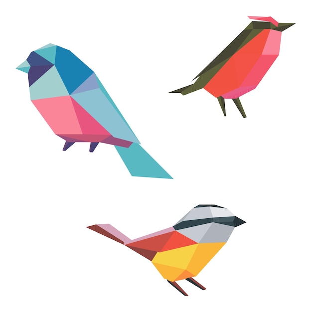 Gráficos de pájaros de triángulos, golondrinas y tetas.