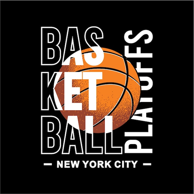 Gráficos de playoffs de baloncesto de diseño simple para camisetas de vector premium de tipografía