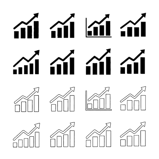 Gráficos de rendimiento financiero y empresarial de tendencia ascendente