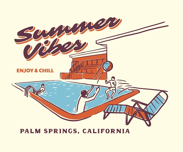 Vector gráficos de vacaciones de paraíso de verano vintage para carteles, camisetas y pegatinas
