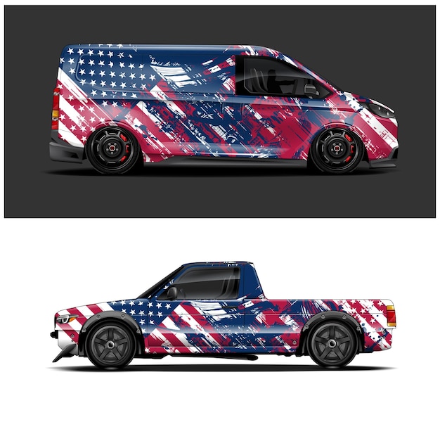 Gráficos de vector de diseño de envoltura de coche de bandera