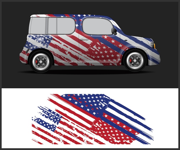 Gráficos de vector de diseño de envoltura de coche de bandera