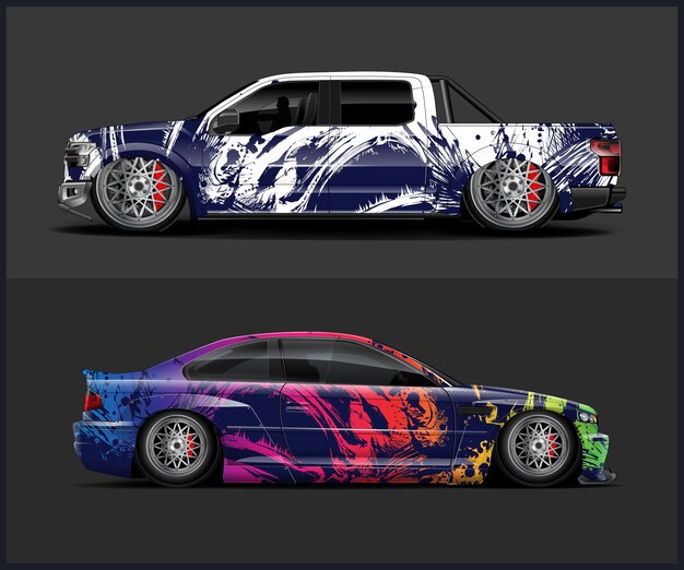 Gráficos de vector de diseño de envoltura de coche de bandera
