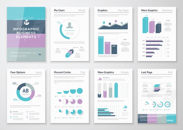 Gráficos de vector empresarial para infografías creativas modernas