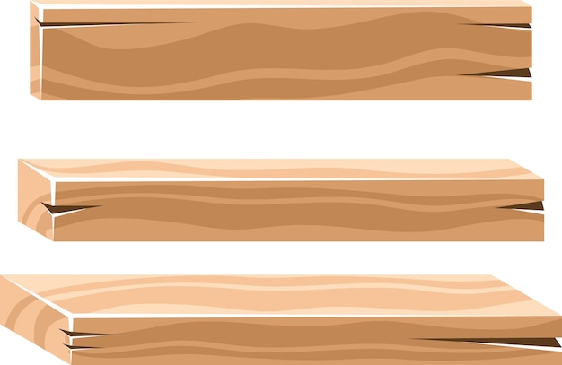 Gráficos vectoriales 3D de tablones pulidos aislados sobre fondo transparente