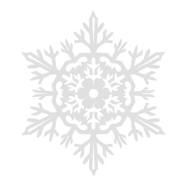 Gráficos vectoriales de copos de nieve sobre un fondo blanco cortados de papel 6 rayos