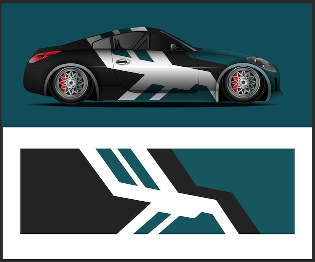 Gráficos vectoriales de diseño de envoltura de vehículo para envoltura de camión de furgoneta de automóvil
