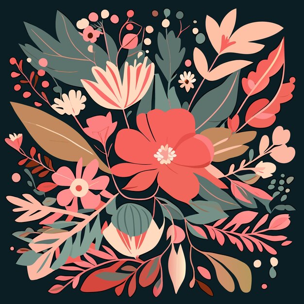 Vector gráficos vectoriales de flores de diseño plano de ramo creativo