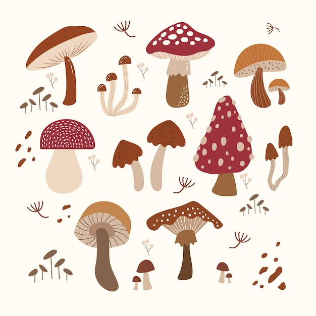 Gráficos vectoriales de hongos de alta calidad Editable y adorablemente lindo