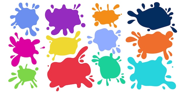 Gráficos vectoriales de juegos de colores de salpicaduras y manchas