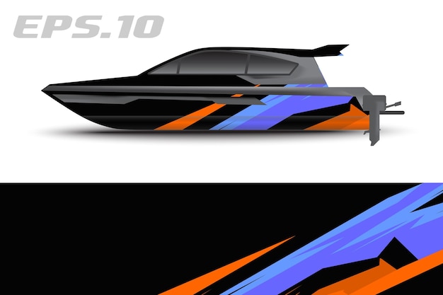 Gráficos vectoriales de librea de barco. Diseño de fondo de carreras abstracto para automóviles, motocicletas y otros vehículos