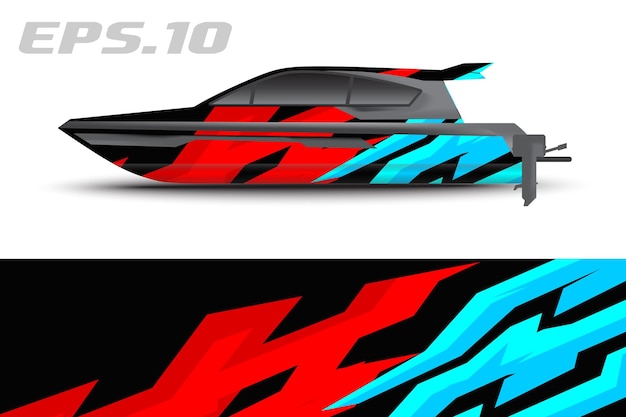 Gráficos vectoriales de librea de barco. Diseño de fondo de carreras abstracto para automóviles, motocicletas y otros vehículos