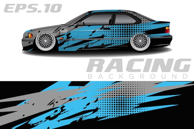 Gráficos vectoriales de librea de coche sedán Diseño de fondo de carreras abstracto para coche, motocicleta y otros vehículos